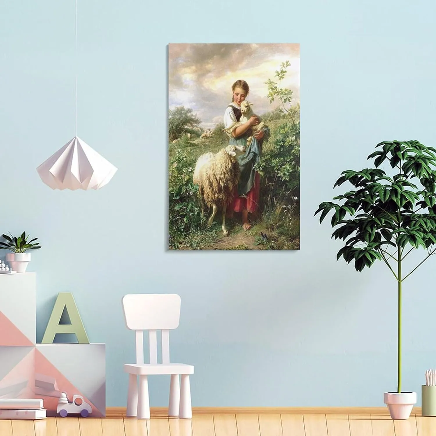 GLKJHAJ Johann Baptist Hofner The Little Shepherdess Painting Poster Canvas Wall Art Poster For Room Aesthetic And Decor Poster For Living Room Bedroom Office Decor 20x30inch(50x75cm)