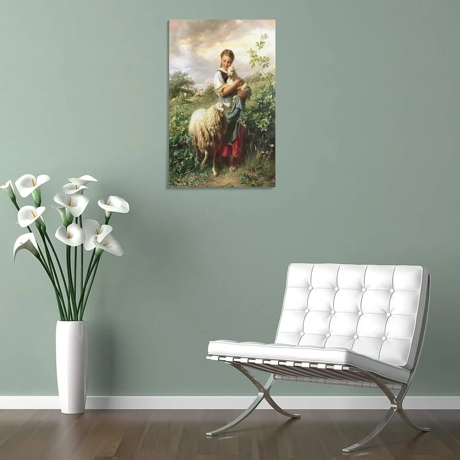 GLKJHAJ Johann Baptist Hofner The Little Shepherdess Painting Poster Canvas Wall Art Poster For Room Aesthetic And Decor Poster For Living Room Bedroom Office Decor 20x30inch(50x75cm)