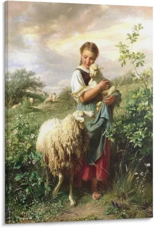 GLKJHAJ Johann Baptist Hofner The Little Shepherdess Painting Poster Canvas Wall Art Poster For Room Aesthetic And Decor Poster For Living Room Bedroom Office Decor 20x30inch(50x75cm)