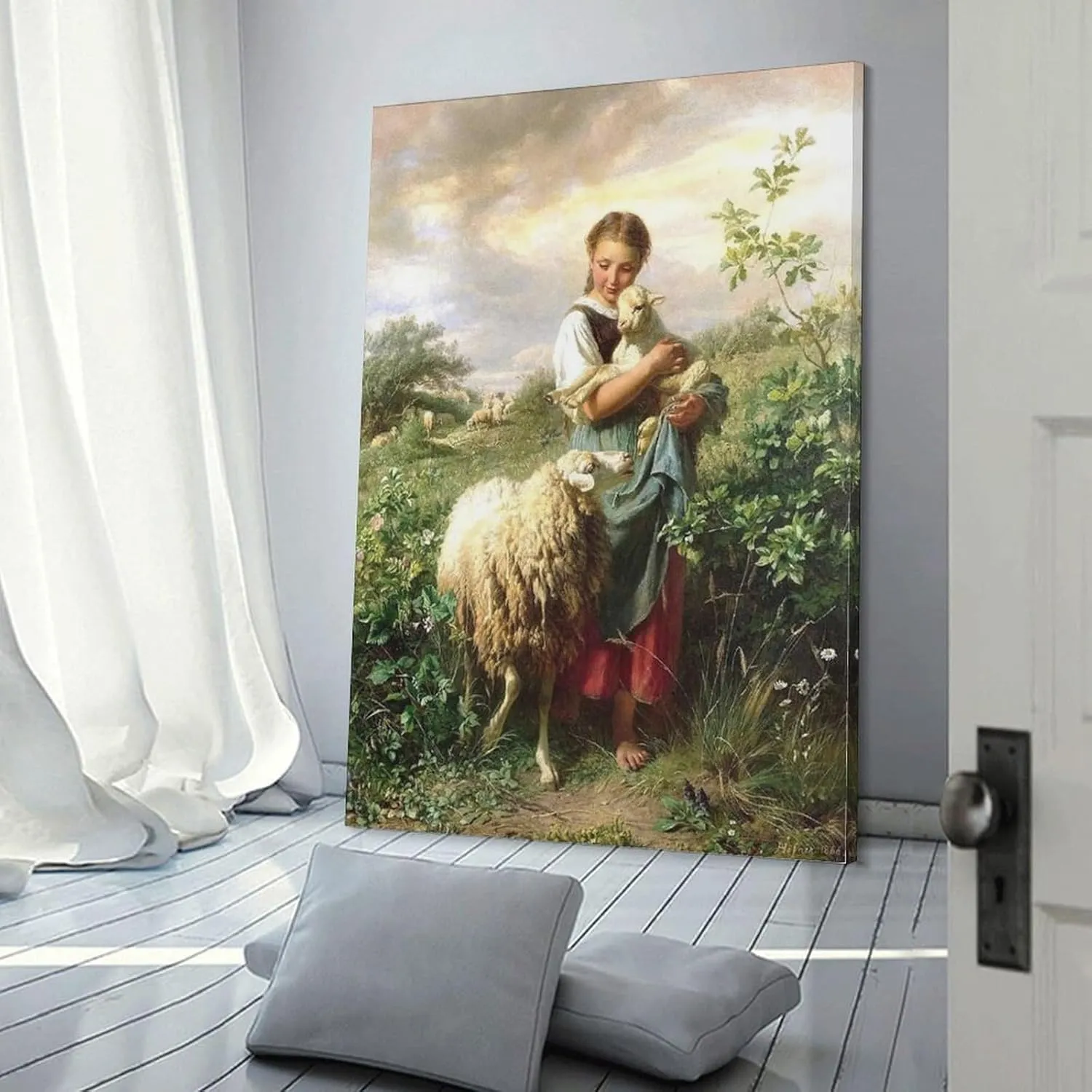 GLKJHAJ Johann Baptist Hofner The Little Shepherdess Painting Poster Canvas Wall Art Poster For Room Aesthetic And Decor Poster For Living Room Bedroom Office Decor 20x30inch(50x75cm)