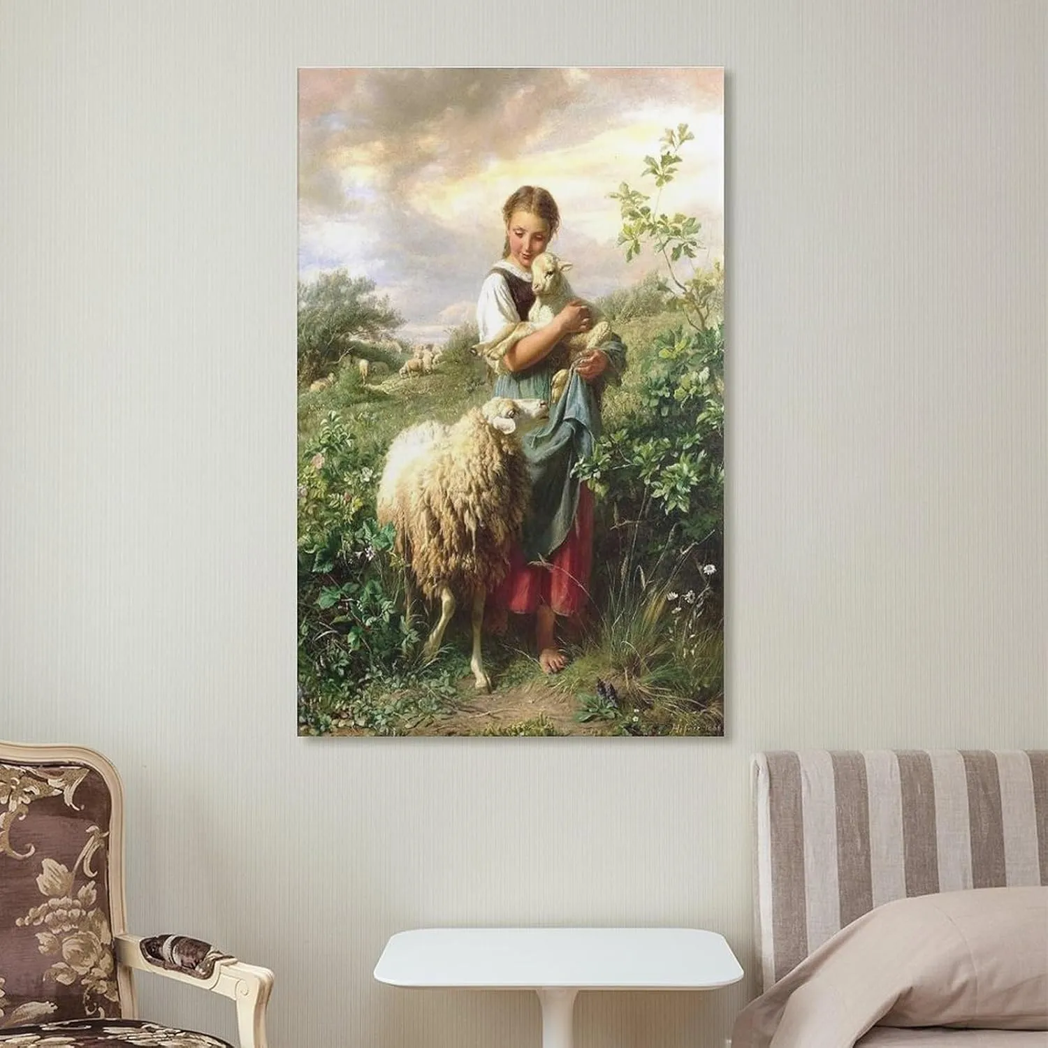 GLKJHAJ Johann Baptist Hofner The Little Shepherdess Painting Poster Canvas Wall Art Poster For Room Aesthetic And Decor Poster For Living Room Bedroom Office Decor 20x30inch(50x75cm)