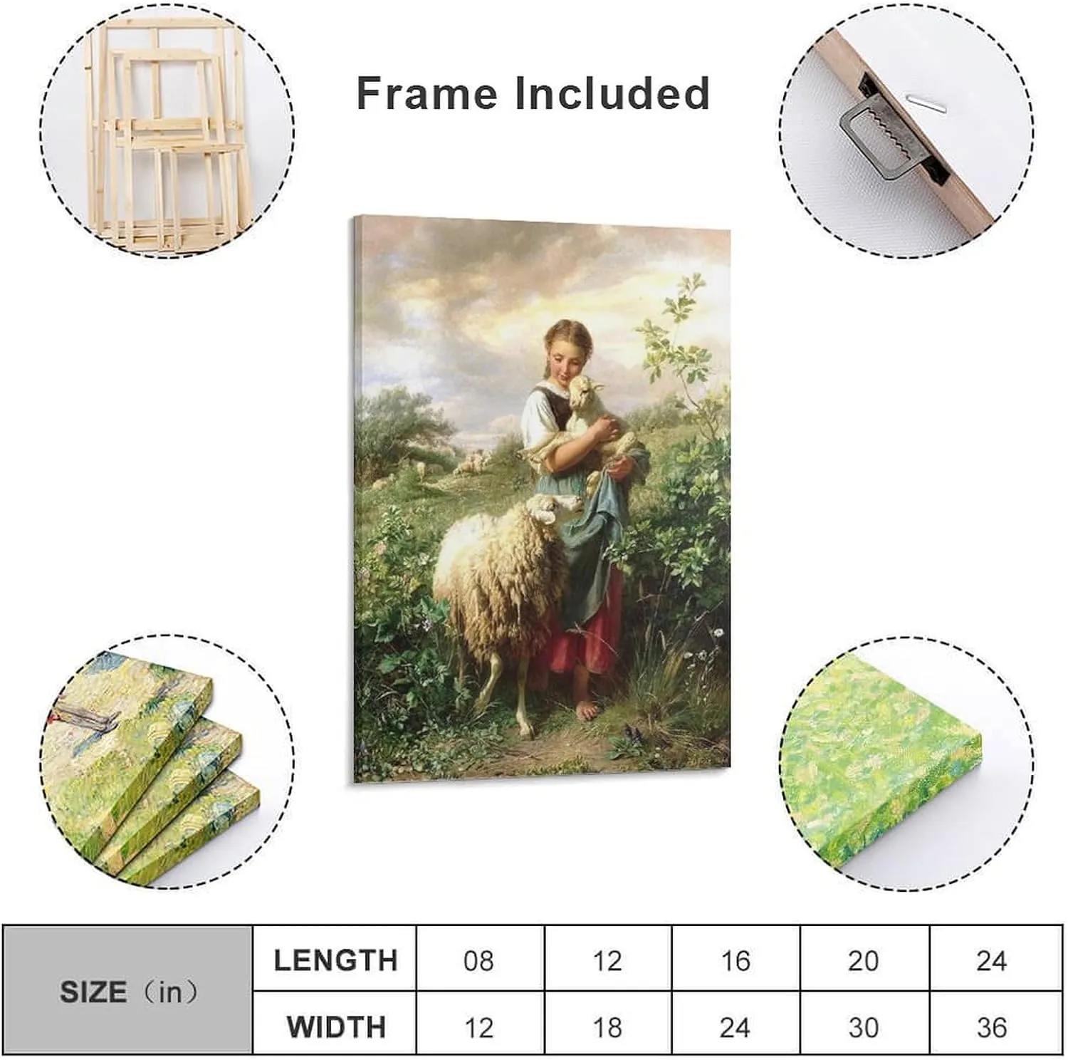 GLKJHAJ Johann Baptist Hofner The Little Shepherdess Painting Poster Canvas Wall Art Poster For Room Aesthetic And Decor Poster For Living Room Bedroom Office Decor 20x30inch(50x75cm)