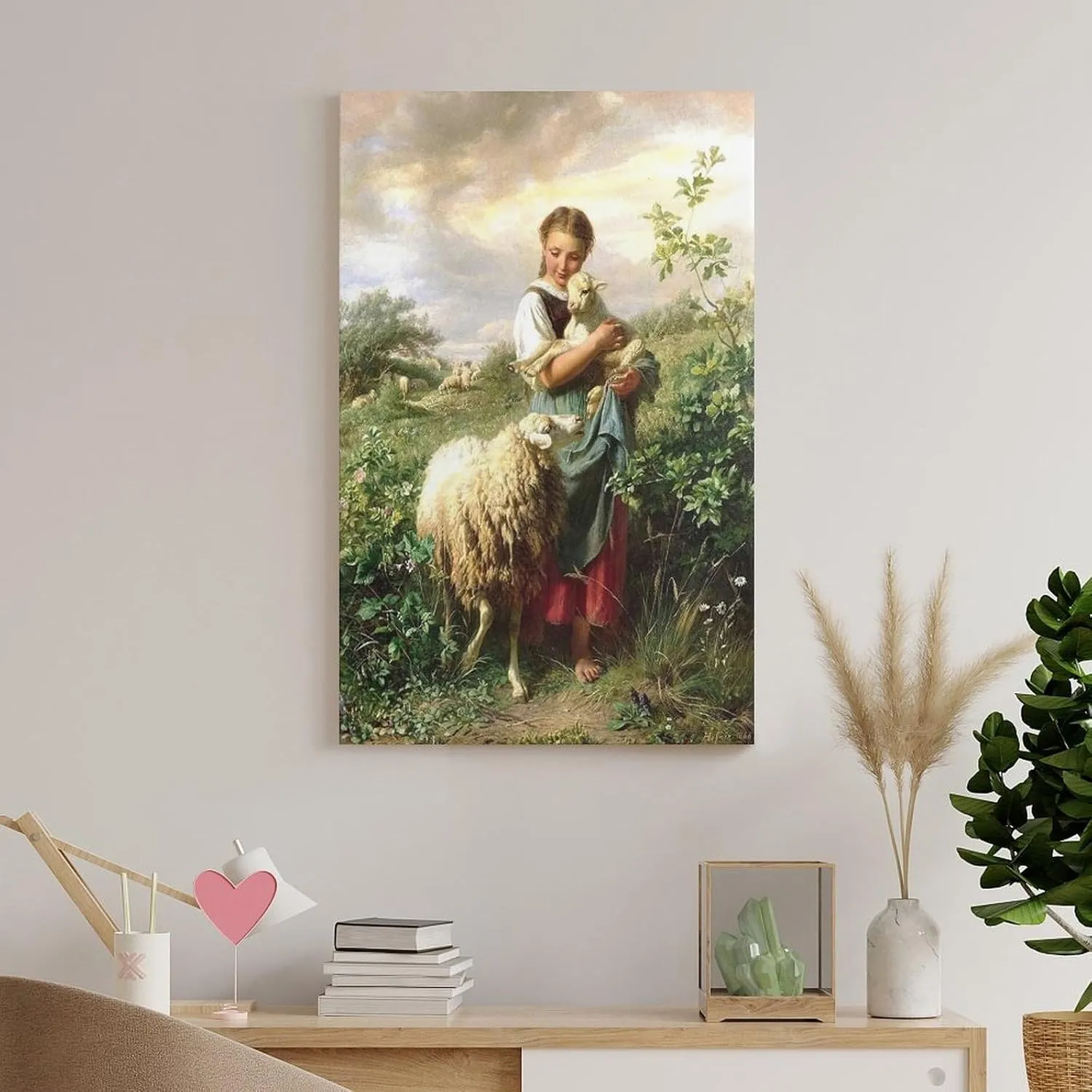 GLKJHAJ Johann Baptist Hofner The Little Shepherdess Painting Poster Canvas Wall Art Poster For Room Aesthetic And Decor Poster For Living Room Bedroom Office Decor 20x30inch(50x75cm)