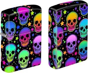 Glow in The Dark Full Wrap Printed Zippo Lighters (Vivid Skulls and Stars)