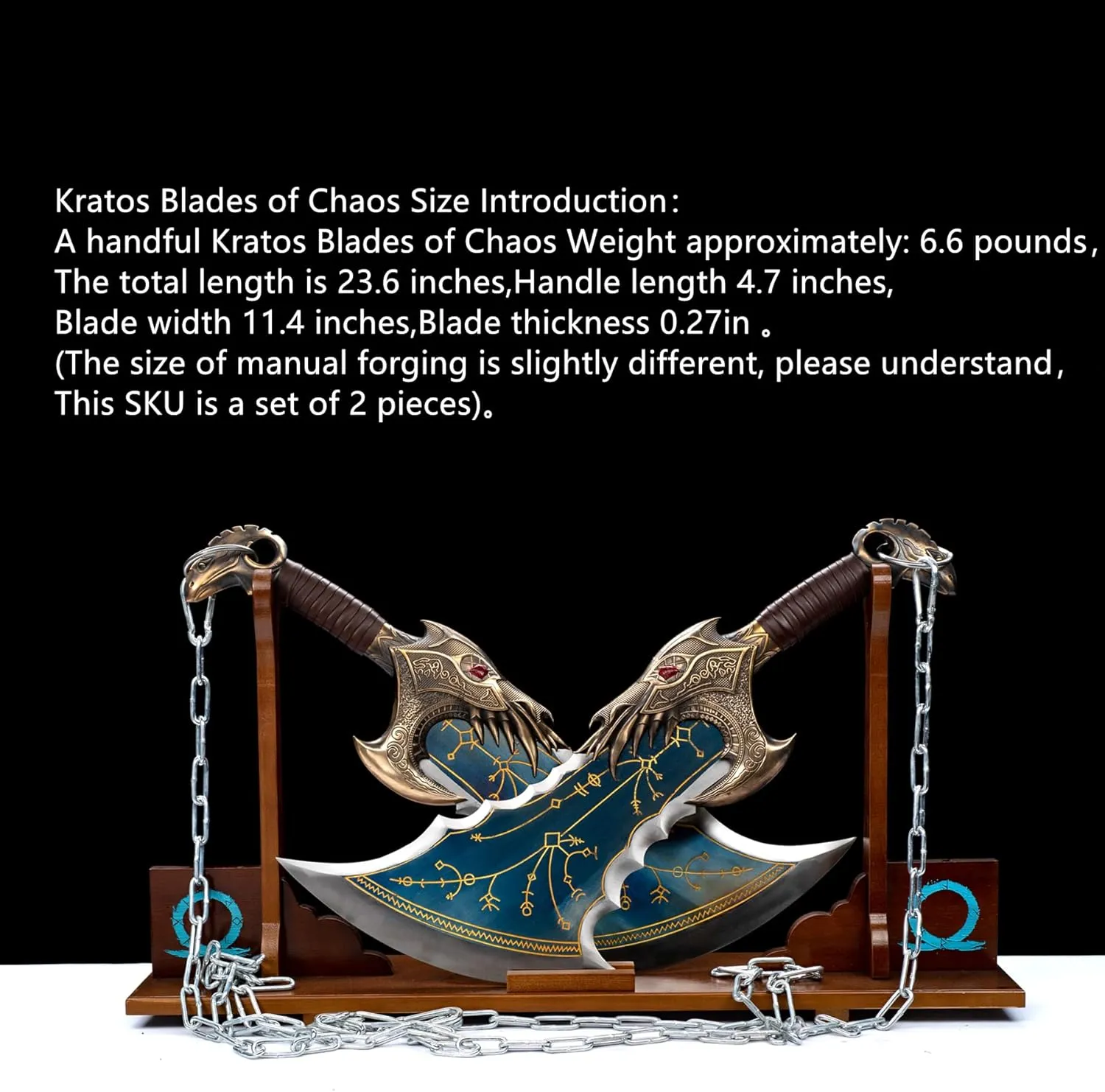 God of War Sword/6.6lb The Blades of Chaos （2 Sets）/5.64lb Leviathan's Axe/Hand Forged high Manganese Steel/Collection, Role-Playing, Gifts