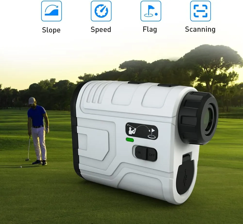 Golf Range Finder with Slope, Switch for Tournament, 1200 Yards Rechargeable Laser Rangefinder, 7X Magnification, Flag Lock Vibration, Distance Measuring Device Accessory for Men