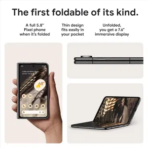 Google Pixel Fold - Unlocked Android 5G Smartphone with Telephoto Lens and Ultrawide Lens - Foldable Display - 24-Hour Battery - Obsidian - 512 GB
