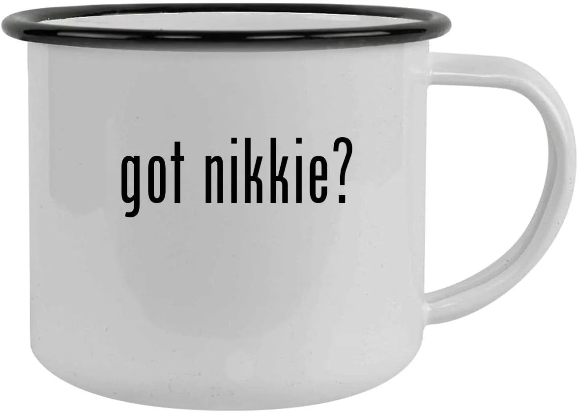 got nikkie? - 12oz Camping Mug Stainless Steel, Black