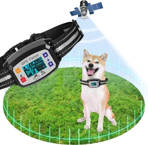 GPS Wireless Dog Fence System, Electric Dog Collar, Adjustable Boundary up to 6562ft, Waterproof & Rechargeable Outdoor Pet Containment Collar