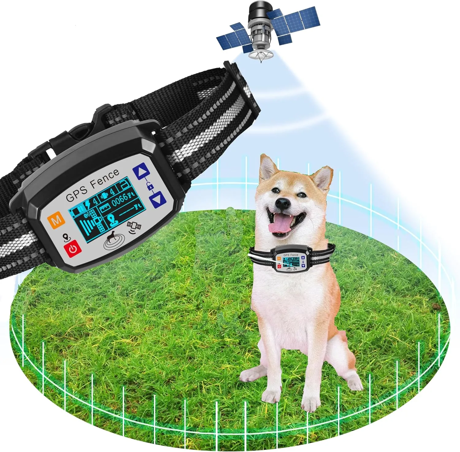 GPS Wireless Dog Fence System, Electric Dog Collar, Adjustable Boundary up to 6562ft, Waterproof & Rechargeable Outdoor Pet Containment Collar