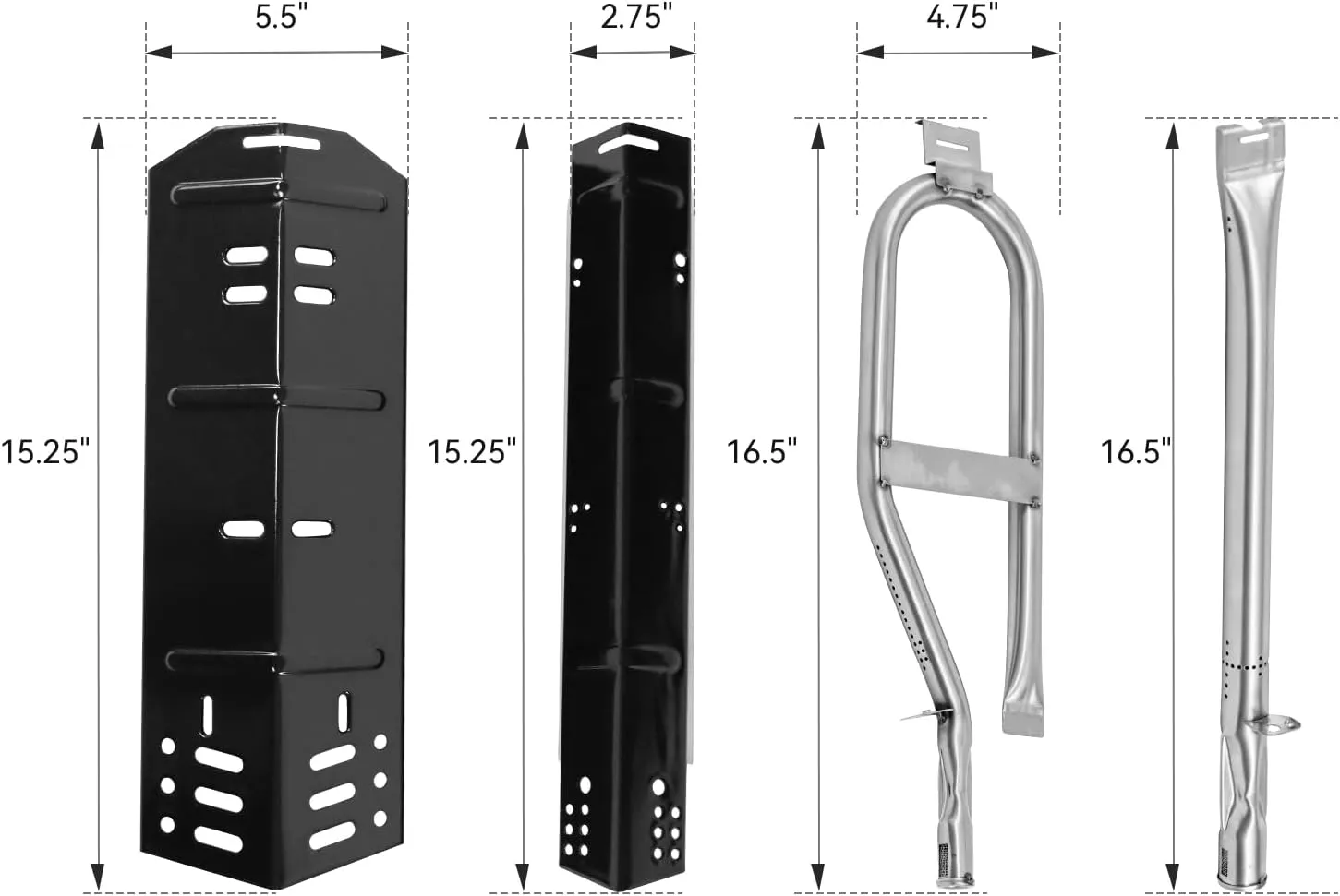 Grill Parts for Dyna-Glo 5 Burner DGH474CRP DGH483CRP DGH485CRP, Dyna-Glo 4 Burner DGH450CRP Dyna-Glo 3 Burner DGH373CRP, Porcelain Heat Plate Stainless Steel Burner for Revoace GBC1793W