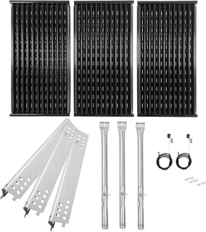Grill Replacement Parts for Charbroil Performance TRU-Infrared 3-Burner 463370719 463371719 463672016 463371316 463371716, 17" G460-0500-W1 Porcelain Steel Grate, Heat Tent and Burner