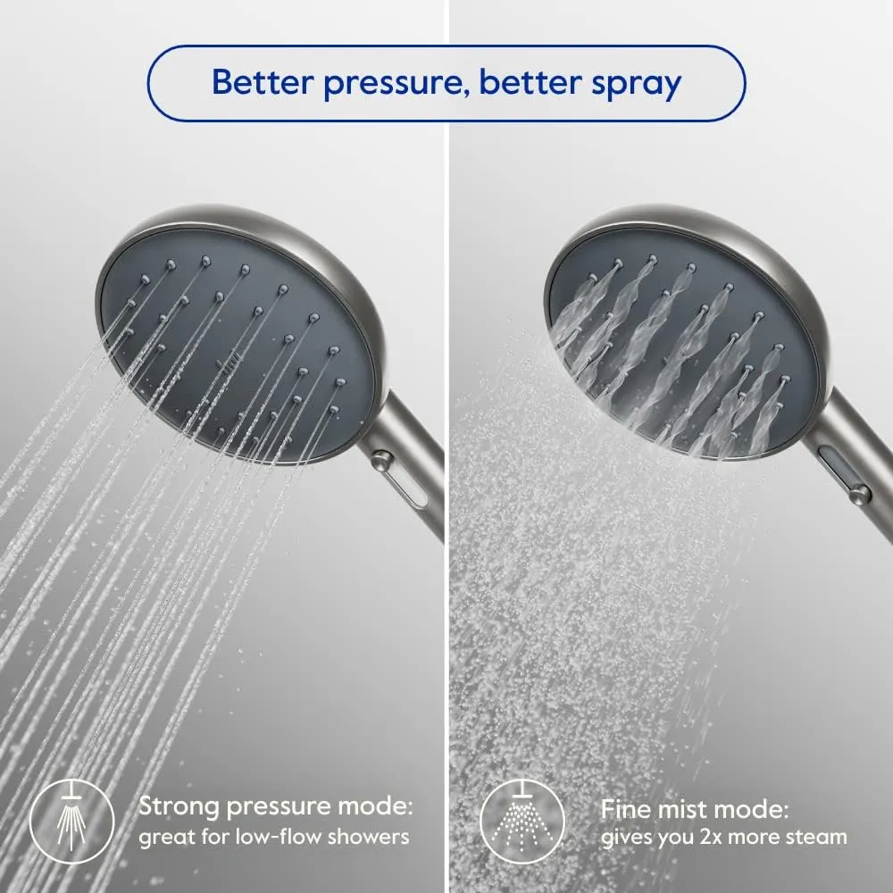 hai Smart Shower Head, Bluetooth Handheld Water Saving Showerhead with Adjustable High Pressure to Spa-Like Mist, Stainless Steel, Easy Installation, Customizable LED Lights, Moon, 1.8 GPM