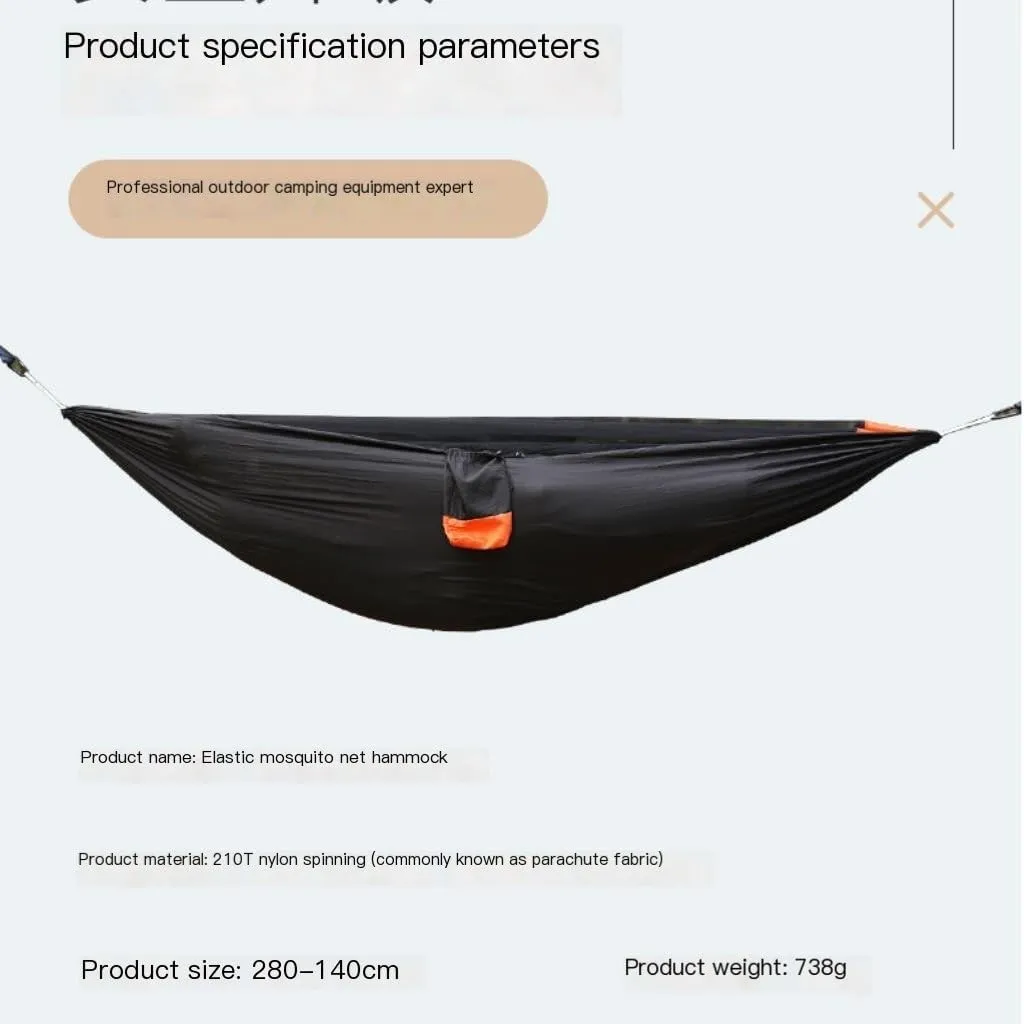 Hammock Double Mosquito Net Hammock Outdoor Nylon Double Hammock Encrypted Mesh Automatic Quick-Open Mosquito Net Hammock Hammock Outdoor(Gray)