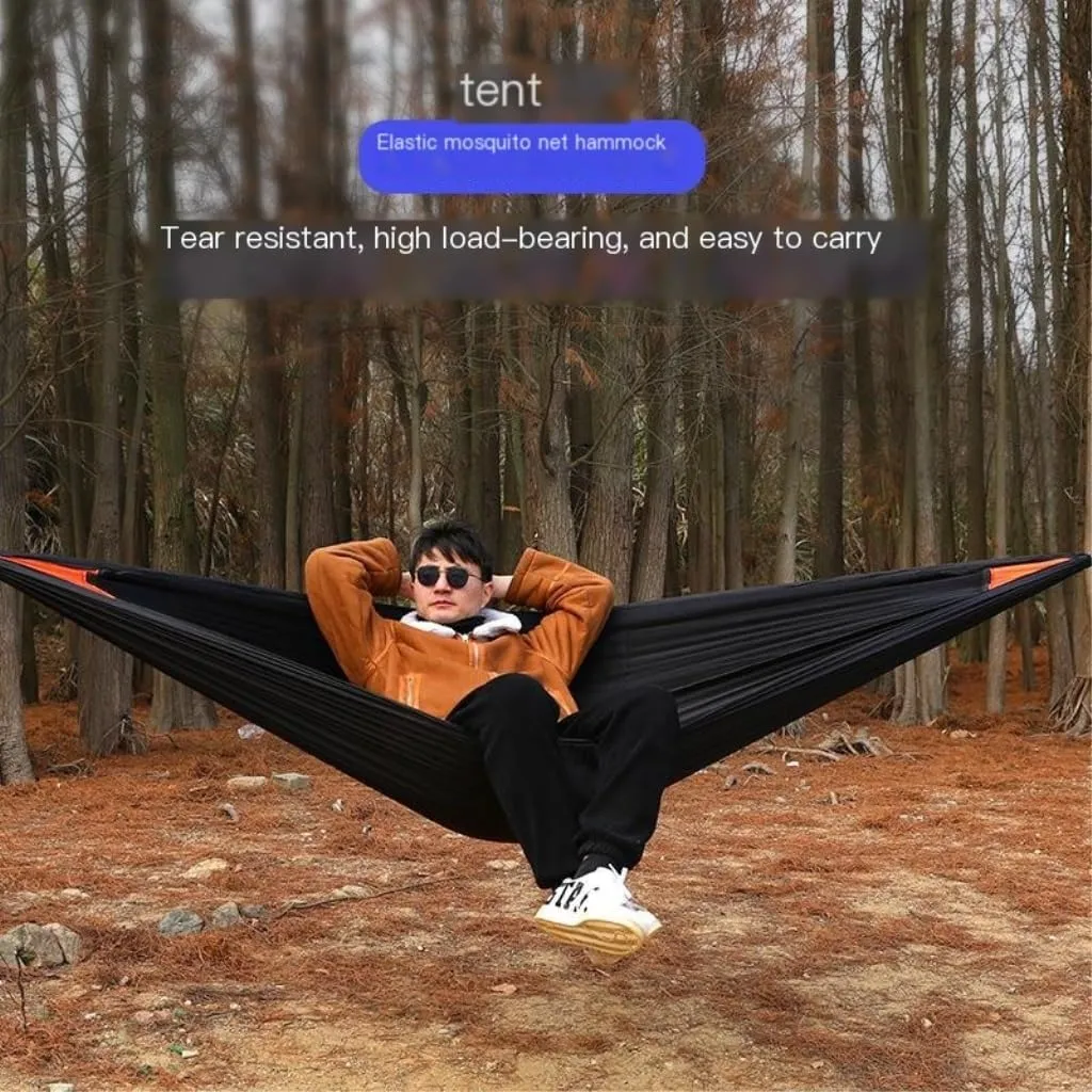 Hammock Double Mosquito Net Hammock Outdoor Nylon Double Hammock Encrypted Mesh Automatic Quick-Open Mosquito Net Hammock Hammock Outdoor(Gray)