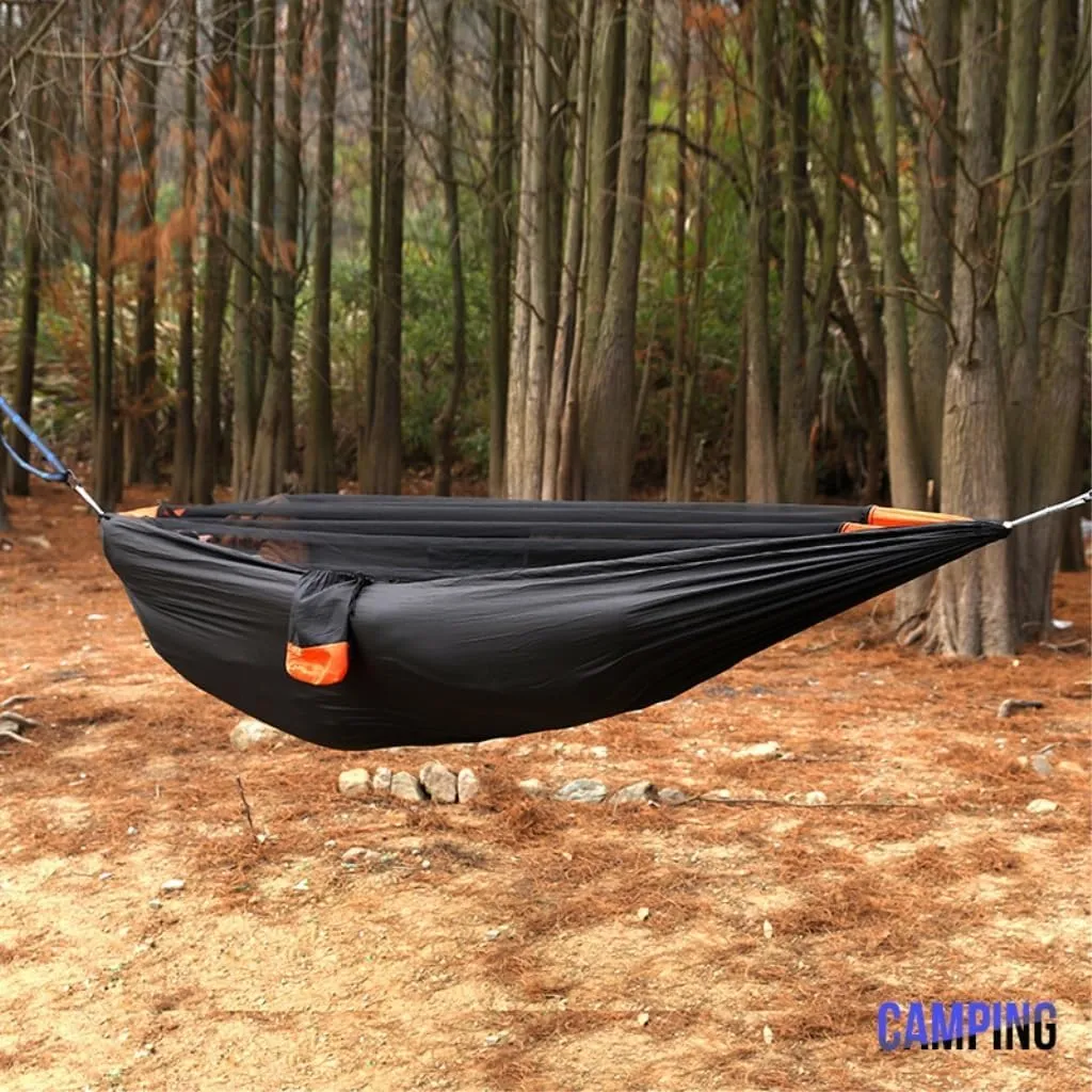 Hammock Double Mosquito Net Hammock Outdoor Nylon Double Hammock Encrypted Mesh Automatic Quick-Open Mosquito Net Hammock Hammock Outdoor(Gray)