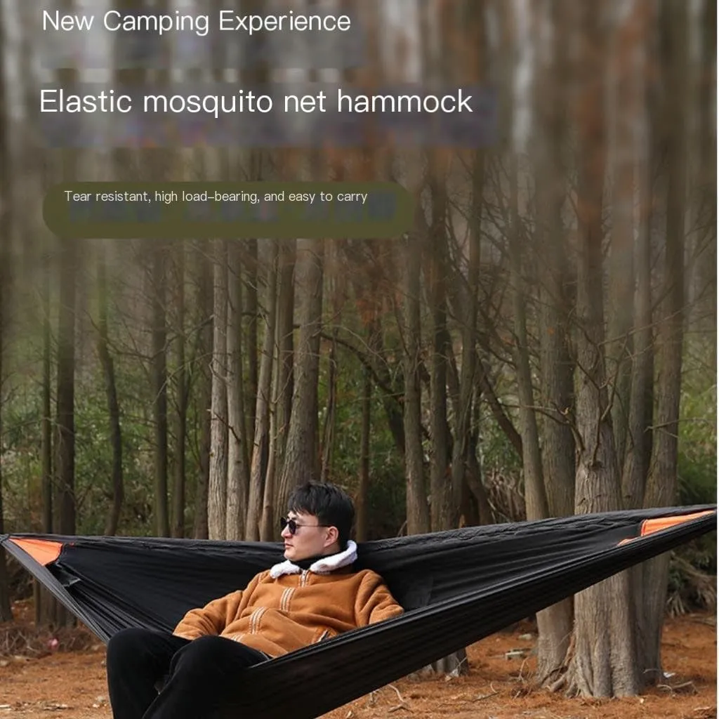 Hammock Double Mosquito Net Hammock Outdoor Nylon Double Hammock Encrypted Mesh Automatic Quick-Open Mosquito Net Hammock Hammock Outdoor(Gray)