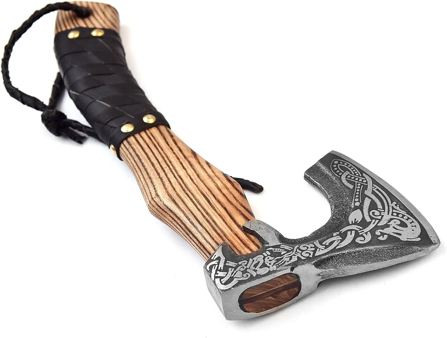 H&A CRAFTS® Viking Axe The Ragnar Lothbrok Real, and Custom Crafted with Leather Sheath Carbon Steel Camping Hatchet Personalized Gifts for Men (Valhalla Viking Axe)