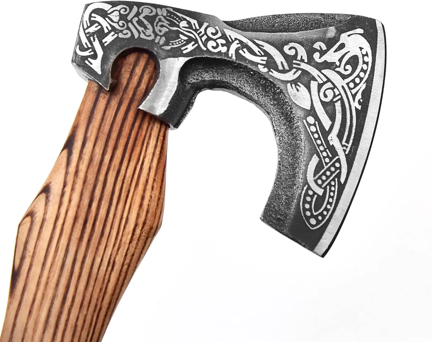H&A CRAFTS® Viking Axe The Ragnar Lothbrok Real, and Custom Crafted with Leather Sheath Carbon Steel Camping Hatchet Personalized Gifts for Men (Valhalla Viking Axe)