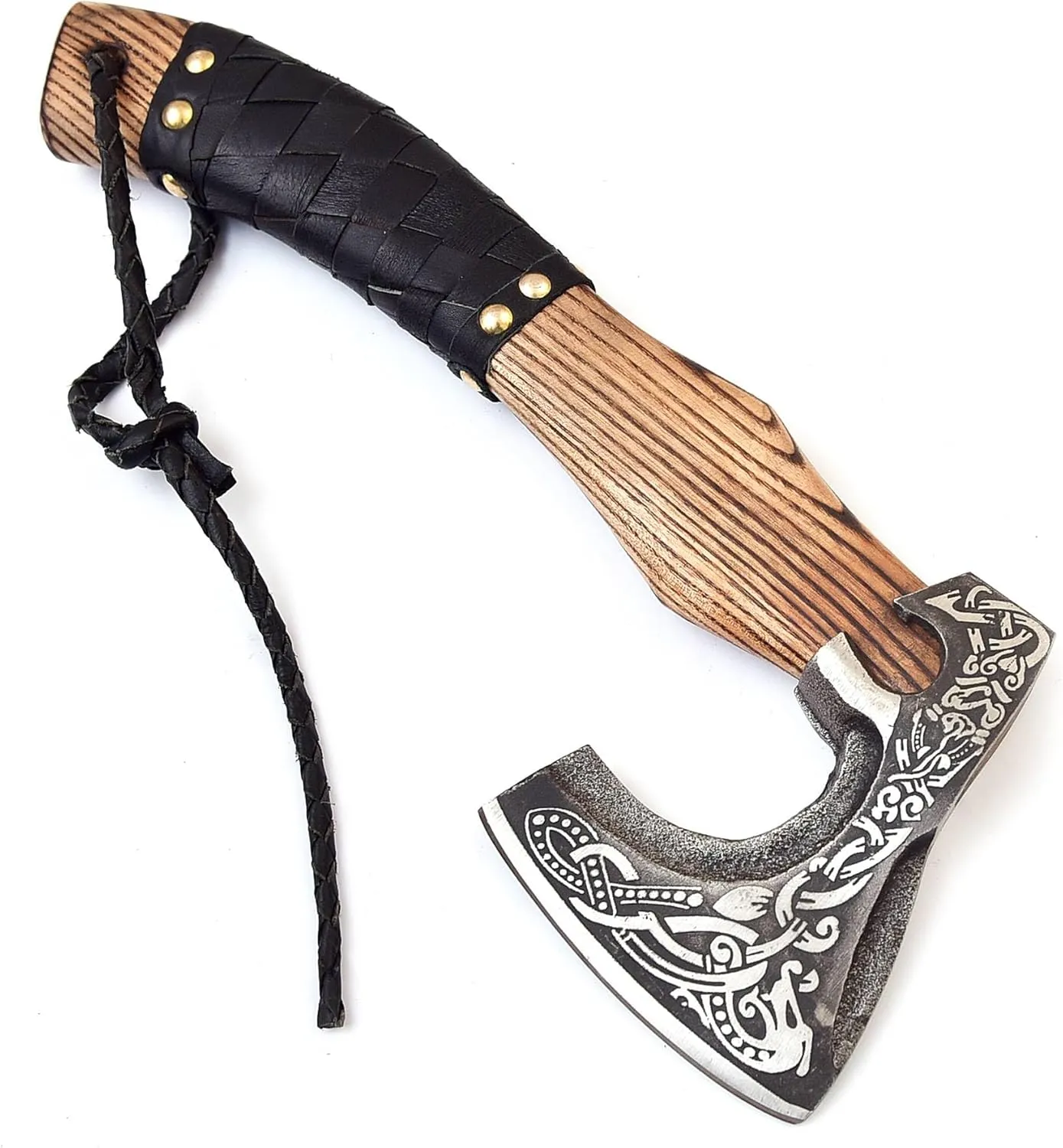 H&A CRAFTS® Viking Axe The Ragnar Lothbrok Real, and Custom Crafted with Leather Sheath Carbon Steel Camping Hatchet Personalized Gifts for Men (Valhalla Viking Axe)