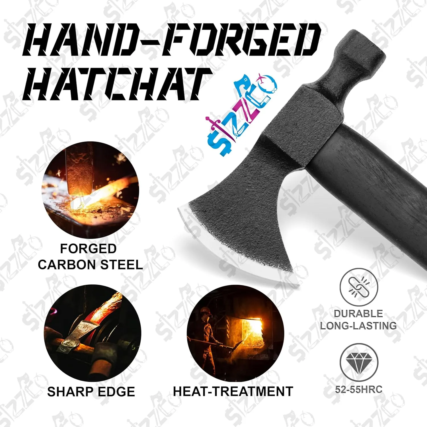 Hand-Forged Carbon Steel Viking Axe with Rosewood Black Handle, Bearded Tomahawk Hatchet of Ragnar Lothbrok for Camping, Hunting, LARP, Gift for HIM/HER - Premium Leather Sheath