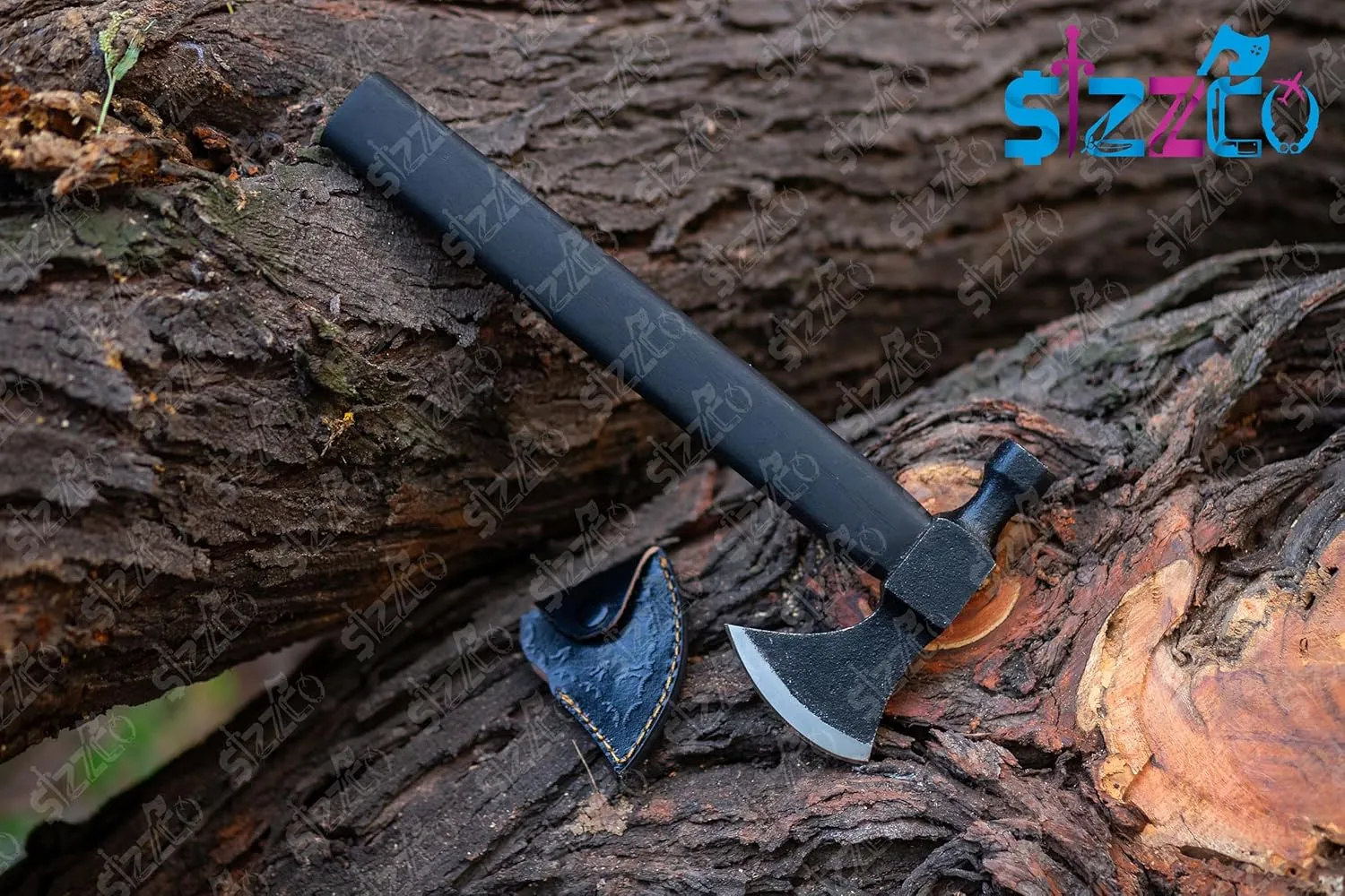 Hand-Forged Carbon Steel Viking Axe with Rosewood Black Handle, Bearded Tomahawk Hatchet of Ragnar Lothbrok for Camping, Hunting, LARP, Gift for HIM/HER - Premium Leather Sheath
