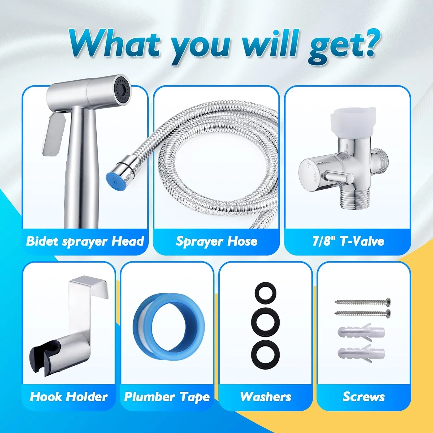 Handheld Bidet Sprayer for Toilet, Jet Sprayer for Toilet Muslim Shower, Adjustable Cloth Diaper Sprayer Bidets Attachment for Toilet, Toilet Sprayer with Bidet Hose for Feminine Wash