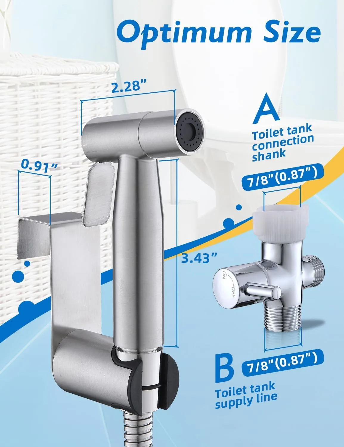 Handheld Bidet Sprayer for Toilet, Jet Sprayer for Toilet Muslim Shower, Adjustable Cloth Diaper Sprayer Bidets Attachment for Toilet, Toilet Sprayer with Bidet Hose for Feminine Wash