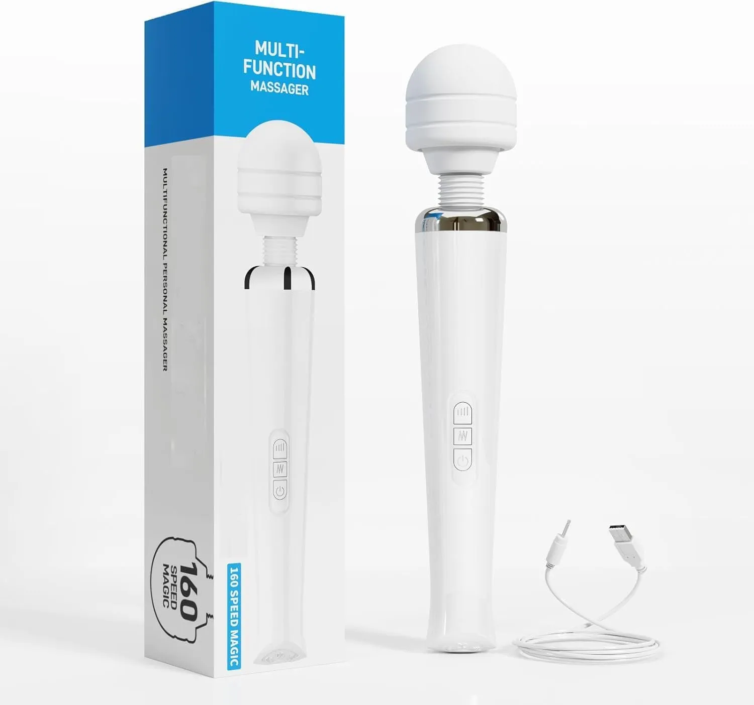 Handheld Cordless & Rechargeable Back Massager - Quiet Waterproof Full Body Massage Device for Muscle Tension, Aches Relief, Sports Recovery and Deep Relaxation with 20 Modes & 8 Speed Settings