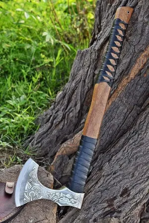 Handmade Carbon Steel Viking Axe for Hunting Bearded Camping Axe Outdoor Camping Axe