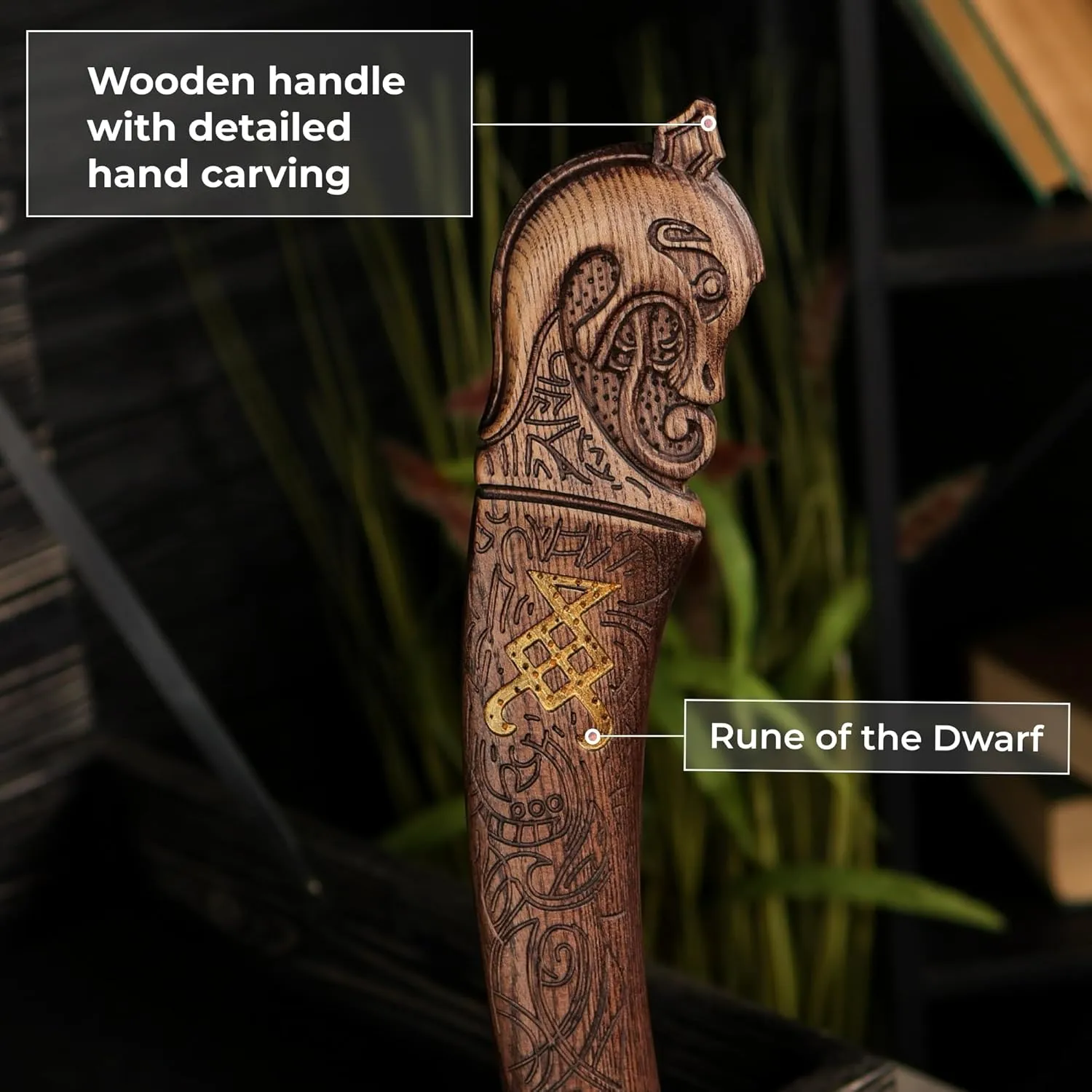 Handmade Leviathan Axe from AncientSmithy - GoW Leviathan Ax Replica - Real Kratos Axe for Cosplay - Forged High Carbon Steel Head Carved Ashwood Handle (Hardened Leviathan with Golden Runes)