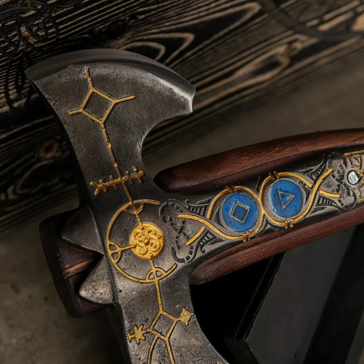 Handmade Leviathan Axe from AncientSmithy - GoW Leviathan Ax Replica - Real Kratos Axe for Cosplay - Forged High Carbon Steel Head Carved Ashwood Handle (Hardened Leviathan with Golden Runes)