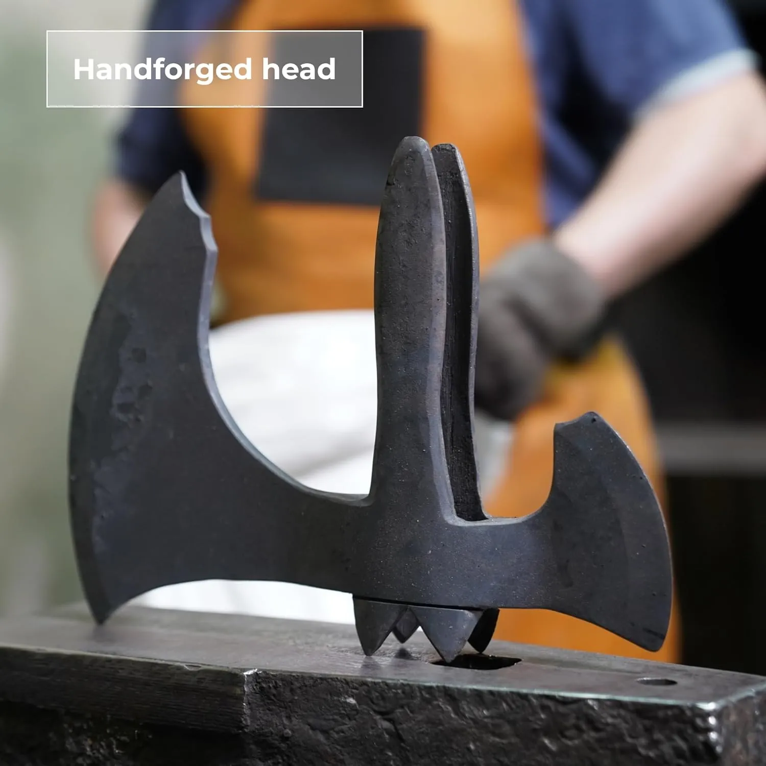 Handmade Leviathan Axe from AncientSmithy - GoW Leviathan Ax Replica - Real Kratos Axe for Cosplay - Forged High Carbon Steel Head Carved Ashwood Handle (Hardened Leviathan with Golden Runes)