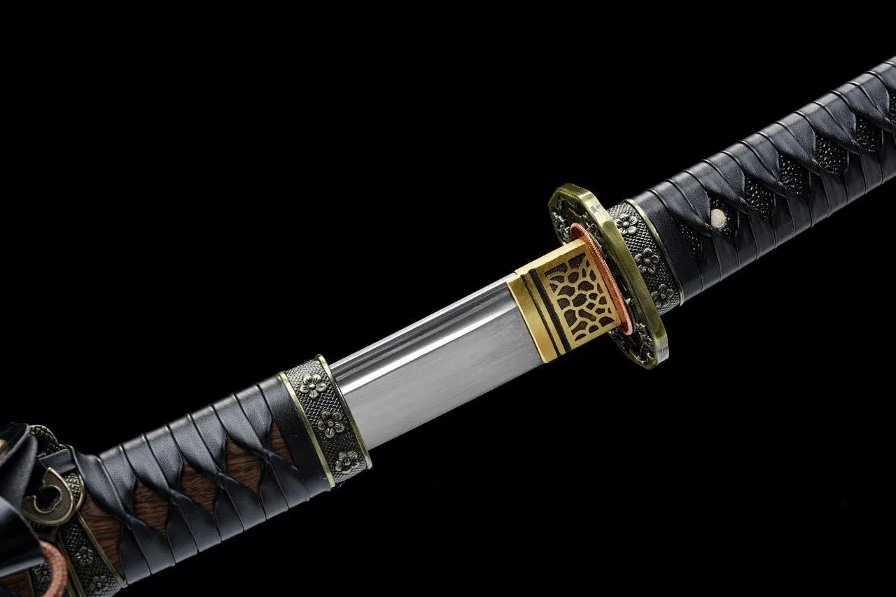 Handmade Real Full Tang Chinese Ruyi Taichi Sword Pattern Steel with Ebony Blackwood Sheath (Yellow-Taichi)