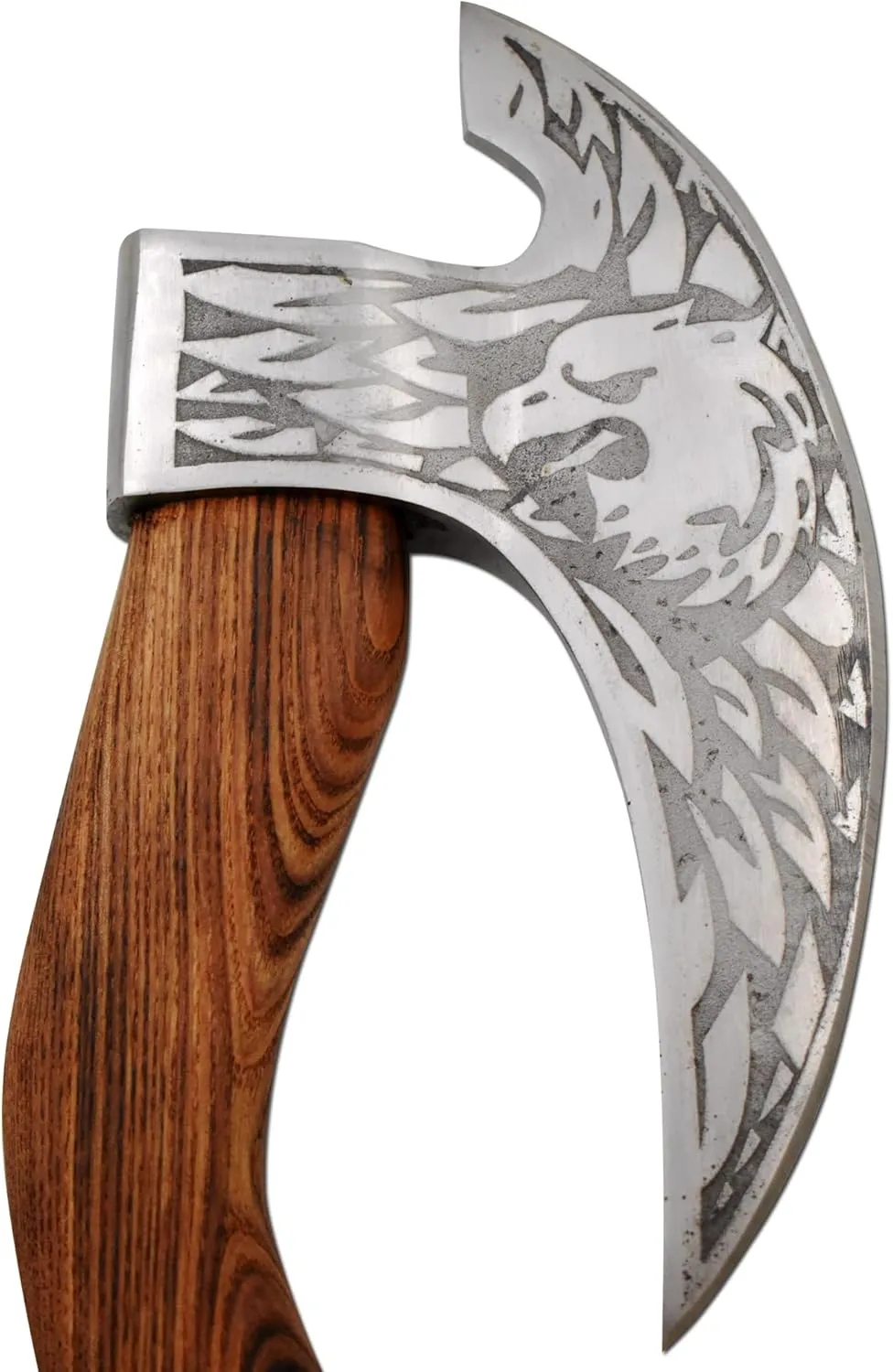 Handmade Ulu Kitchen Mini-Axe Knife Rose Wood Handle Comes with Leather Sheath (6009, High Carbon Steel)
