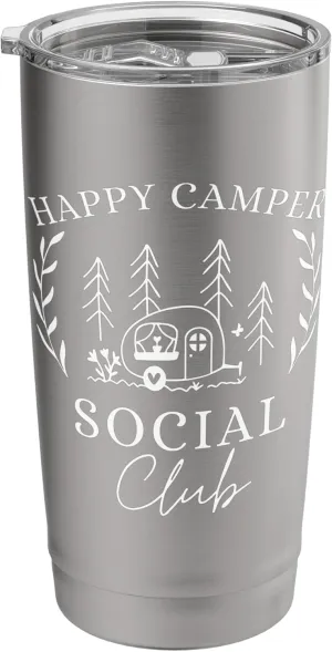 Happy Camper Social Club Cute Teardrop Trailer Forest Stainless Steel Insulated Tumbler