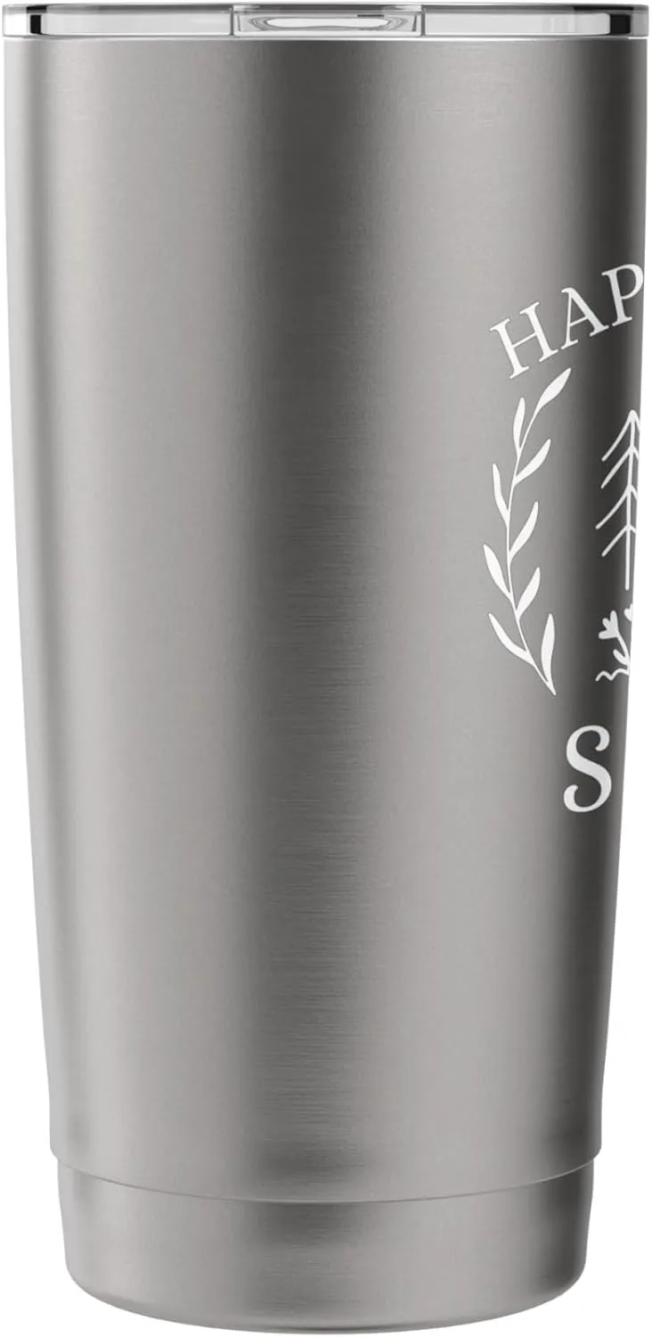 Happy Camper Social Club Cute Teardrop Trailer Forest Stainless Steel Insulated Tumbler
