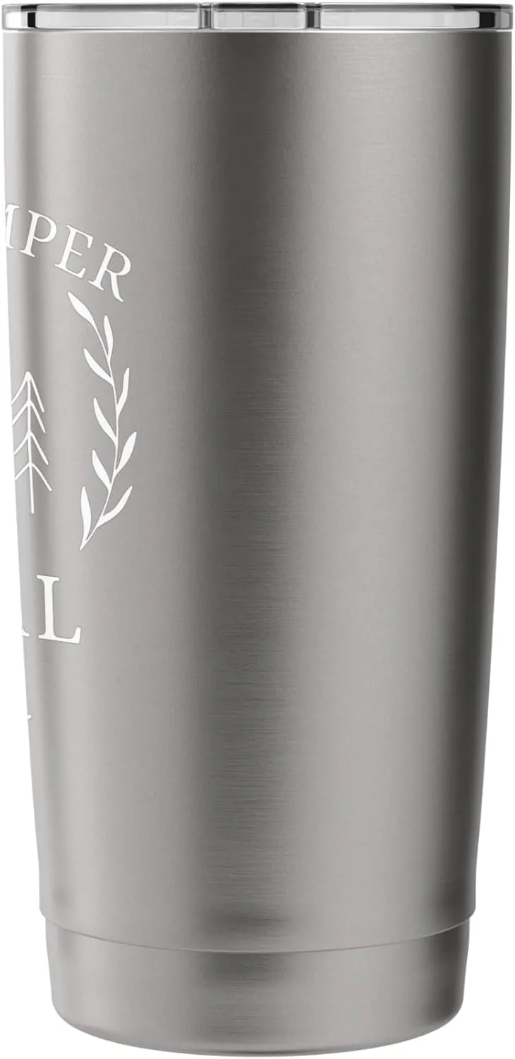 Happy Camper Social Club Cute Teardrop Trailer Forest Stainless Steel Insulated Tumbler
