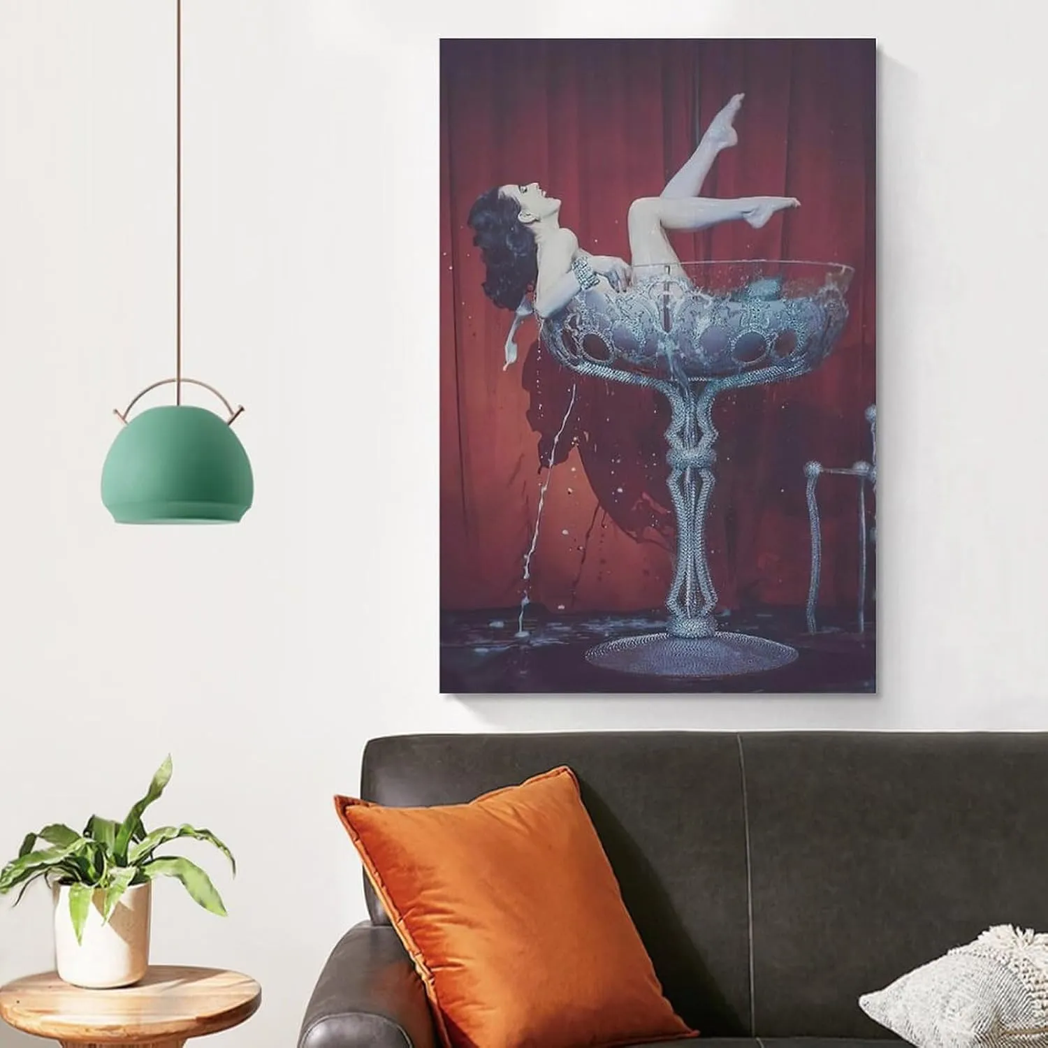 HBHCLXN Sexy Poster Dita Von Teese The Woman In The Wine Glass 12x18inch(30x45cm) Modern Canvas Wall Art For Bedroom Decor