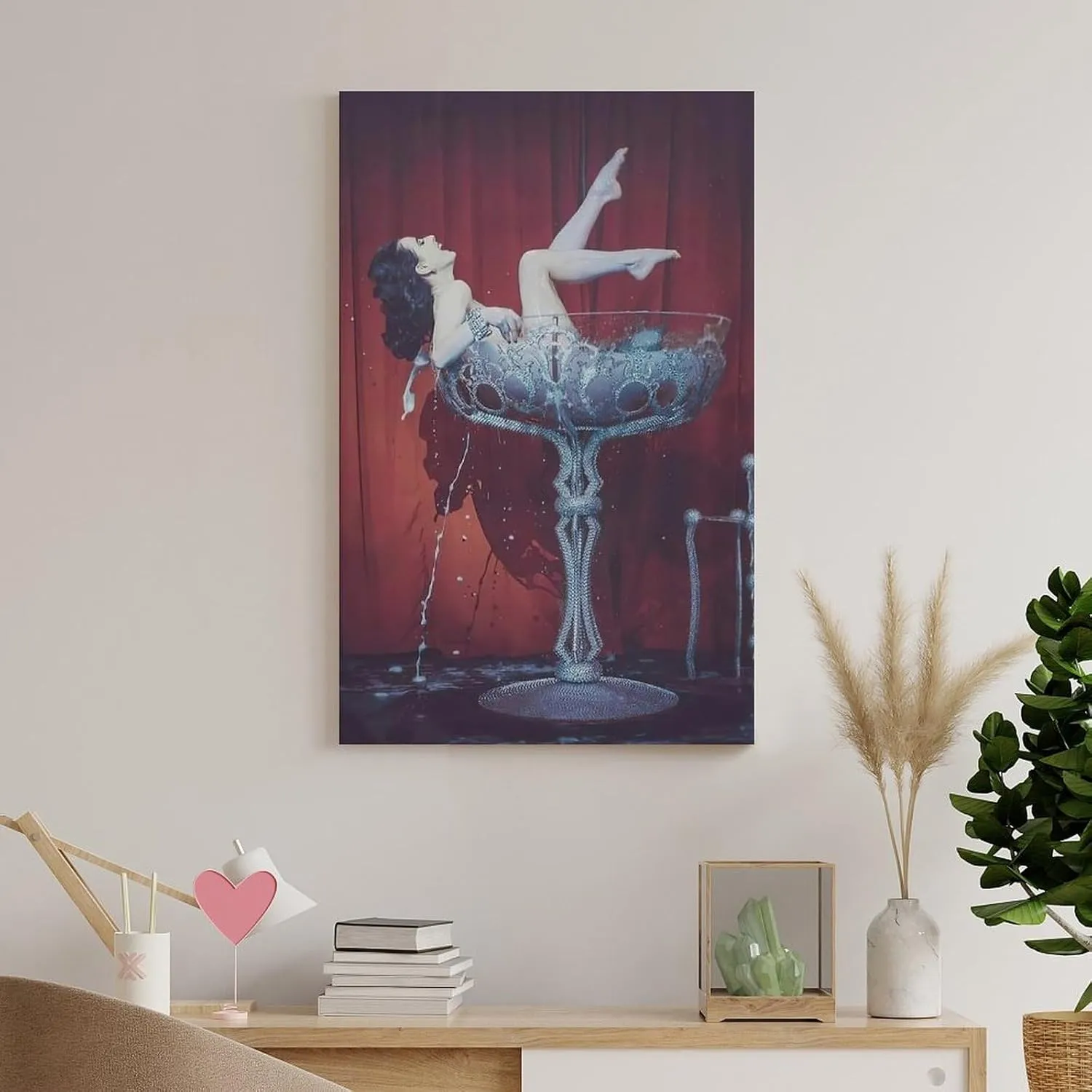 HBHCLXN Sexy Poster Dita Von Teese The Woman In The Wine Glass 12x18inch(30x45cm) Modern Canvas Wall Art For Bedroom Decor