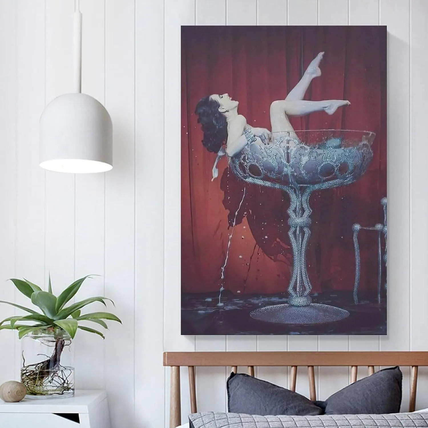 HBHCLXN Sexy Poster Dita Von Teese The Woman In The Wine Glass 12x18inch(30x45cm) Modern Canvas Wall Art For Bedroom Decor