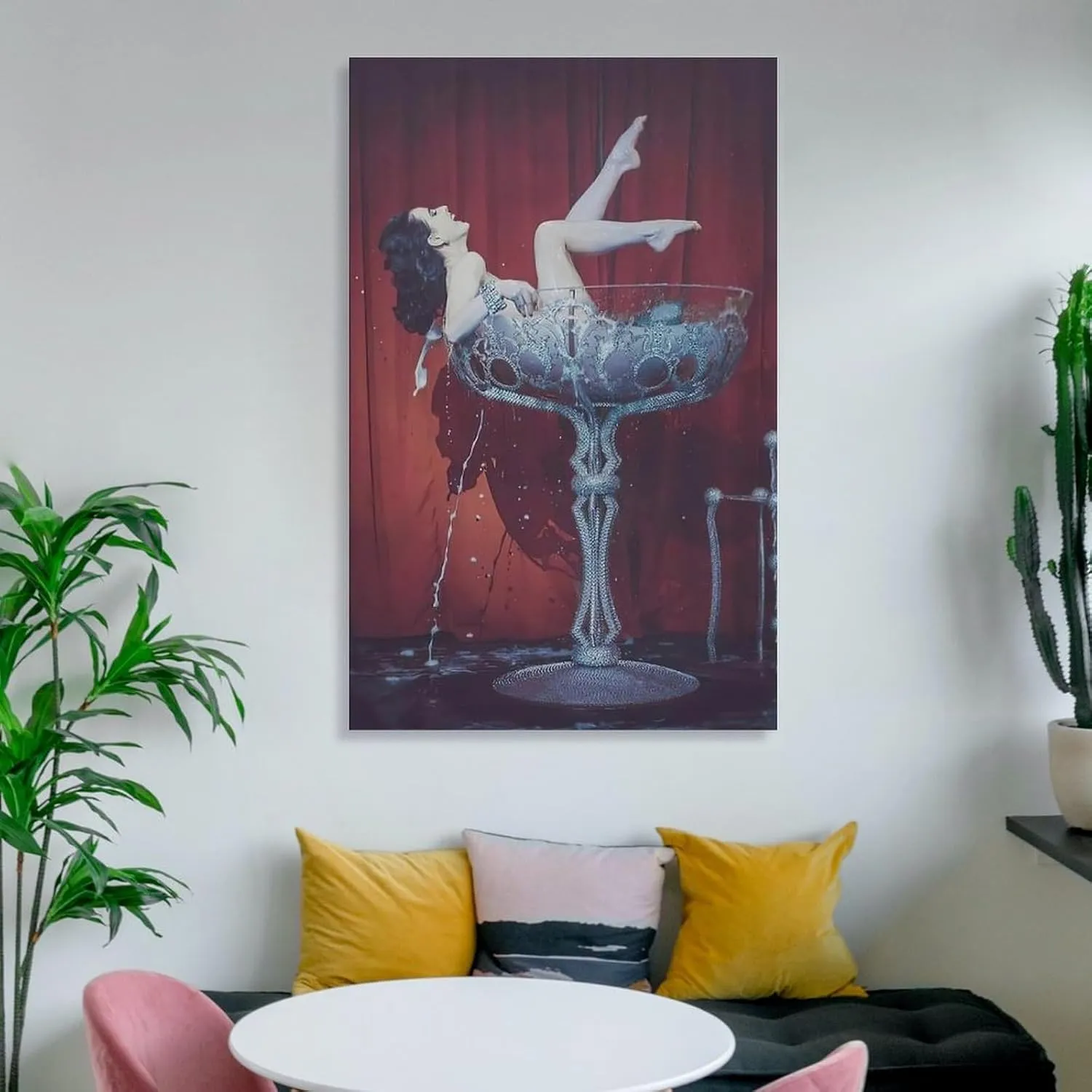 HBHCLXN Sexy Poster Dita Von Teese The Woman In The Wine Glass 12x18inch(30x45cm) Modern Canvas Wall Art For Bedroom Decor