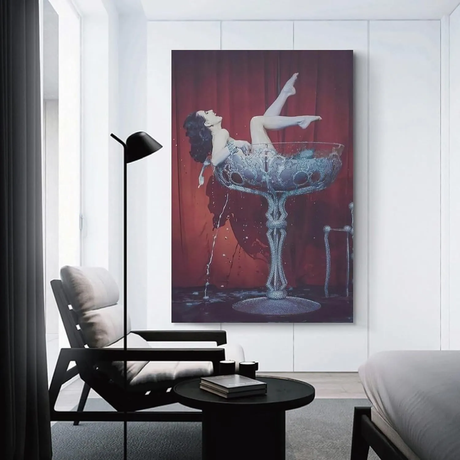 HBHCLXN Sexy Poster Dita Von Teese The Woman In The Wine Glass 12x18inch(30x45cm) Modern Canvas Wall Art For Bedroom Decor