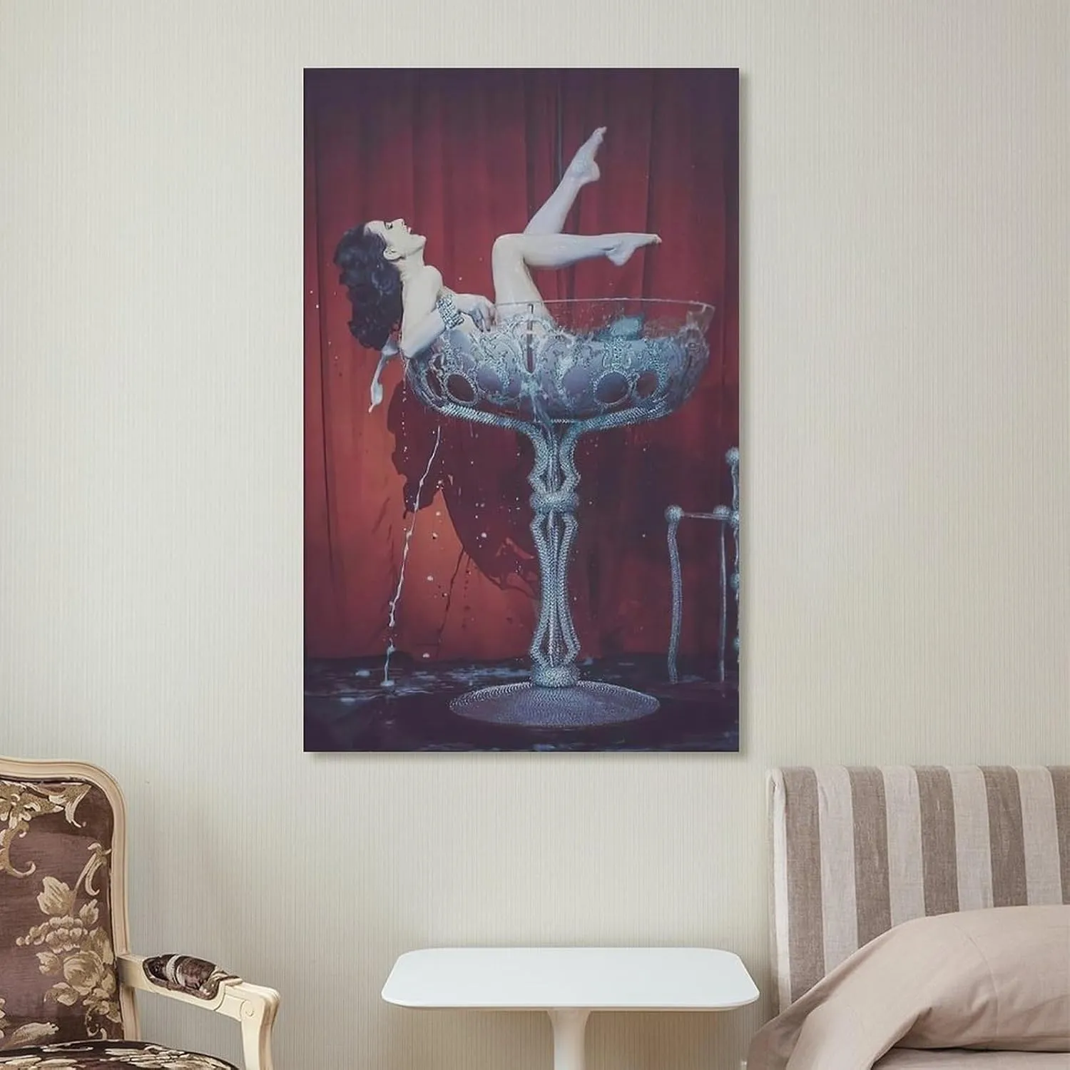 HBHCLXN Sexy Poster Dita Von Teese The Woman In The Wine Glass 12x18inch(30x45cm) Modern Canvas Wall Art For Bedroom Decor
