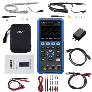 HDS272 Oscilloscope 2 in 1 2CH Digital Handheld Oscilloscope Multiumeter 3.5" LCD 70MHz Bandwidth 20000 Counts Multiumeter OSC DMM for Automobile Maintenance,Power Detection