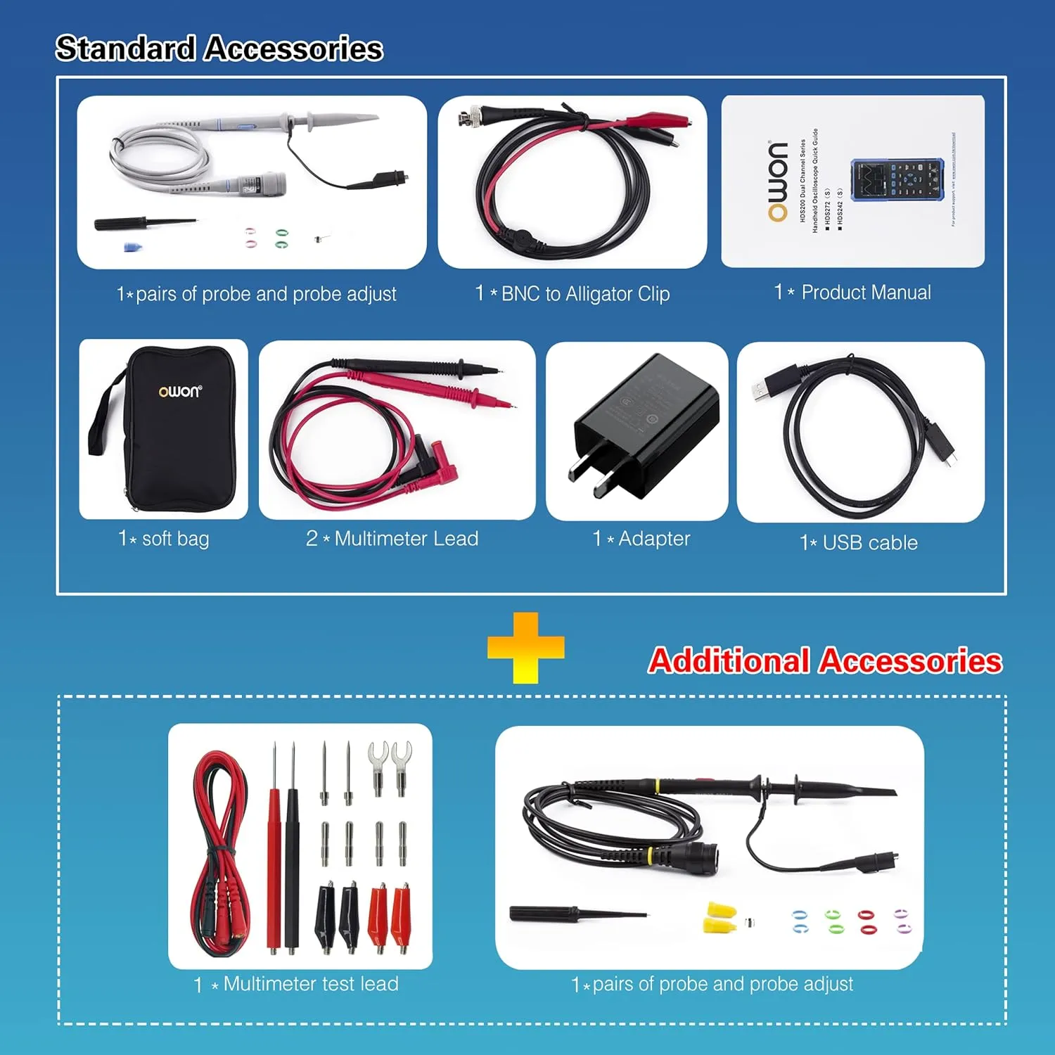 HDS272 Oscilloscope 2 in 1 2CH Digital Handheld Oscilloscope Multiumeter 3.5" LCD 70MHz Bandwidth 20000 Counts Multiumeter OSC DMM for Automobile Maintenance,Power Detection