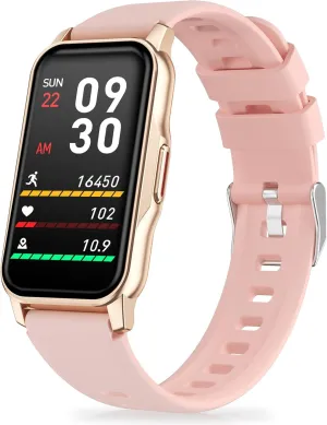 Health Fitness Tracker, Smart Watch with 24/7 Heart Rate Blood Oxygen Blood Pressure Sleep Monitor, IP68 Waterproof Step Calorie Counter Pedometer Activity Trackers for Android&iPhone Women Men Pink
