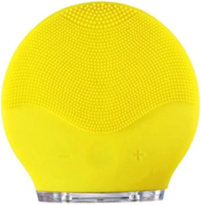HEIMANBAProfessional Ultrasonic Vibration Electric Facial Cleansing Face Washing Brush Skin Blackhead Remover Pore Cleaner Face Massage,Yellow