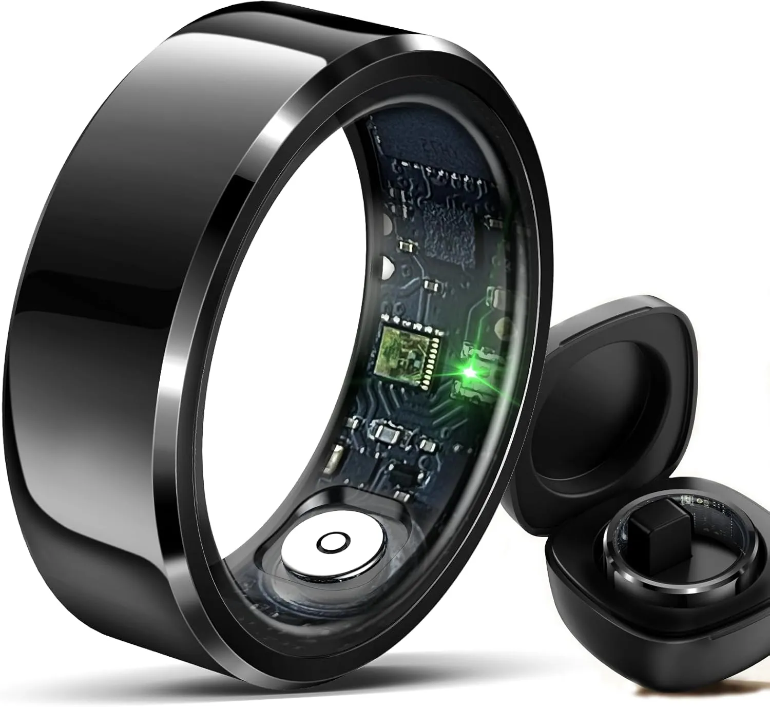 HitTopss Smart Ring, Fitness Sleep Health Tracker Rings for Men Women, No APP Subscription, Sleep Tracking, Heart Rate, Blood Oxygen, IP68 Waterproof (Black, 10#)