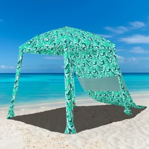 HOMEDEMO Beach Cabana UPF 50 , 6'×6' Beach Canopy, Easy Set up and Take Down, Cool Cabana Beach Tent with Sand Pockets, Side Wall Beach Shade Canopy Wind Waterproof for Kids, Family & Friends